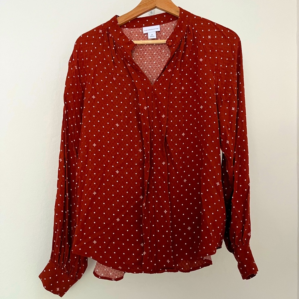 Cognac Orange Polka Dot Blouse